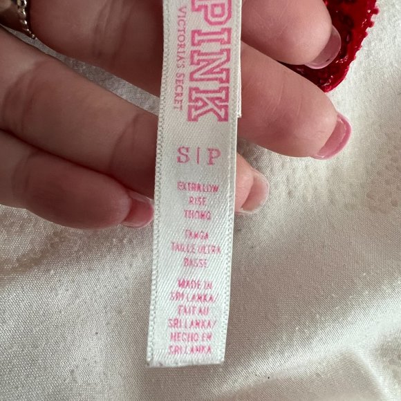 Victoria's Secret PINK BLING Sequin red Thong size small *please read* - Picture 7 of 8